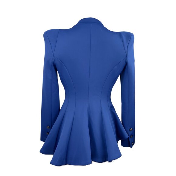 Blue Asymmetrical Stretchy Blazer - Picture 2 of 2